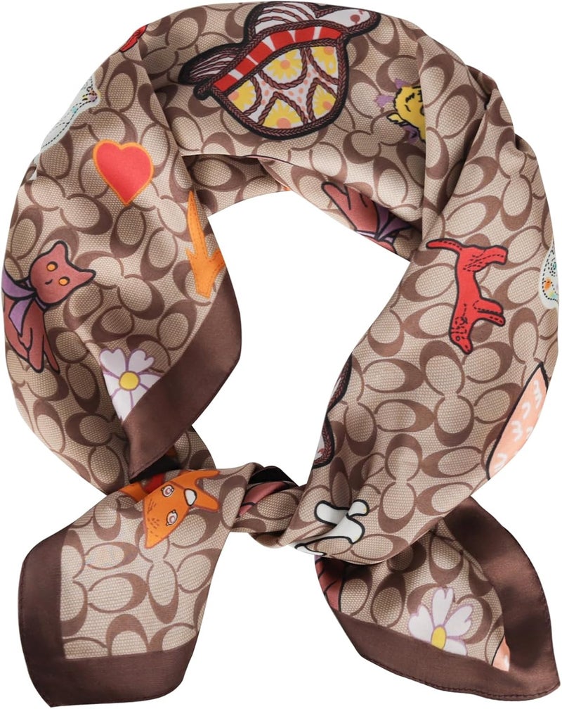 EXTREE Fashion Silky Satin Headscarf for Women Girls: Exquisite Pattern Lightweight Silk Graceful Scarfs 27.5 x 27.5 inches - Image 1
